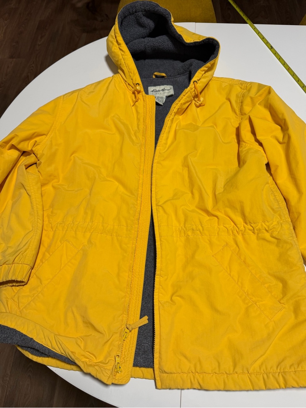 Eddie Bauer Yellow Hooded Puffer Jacket